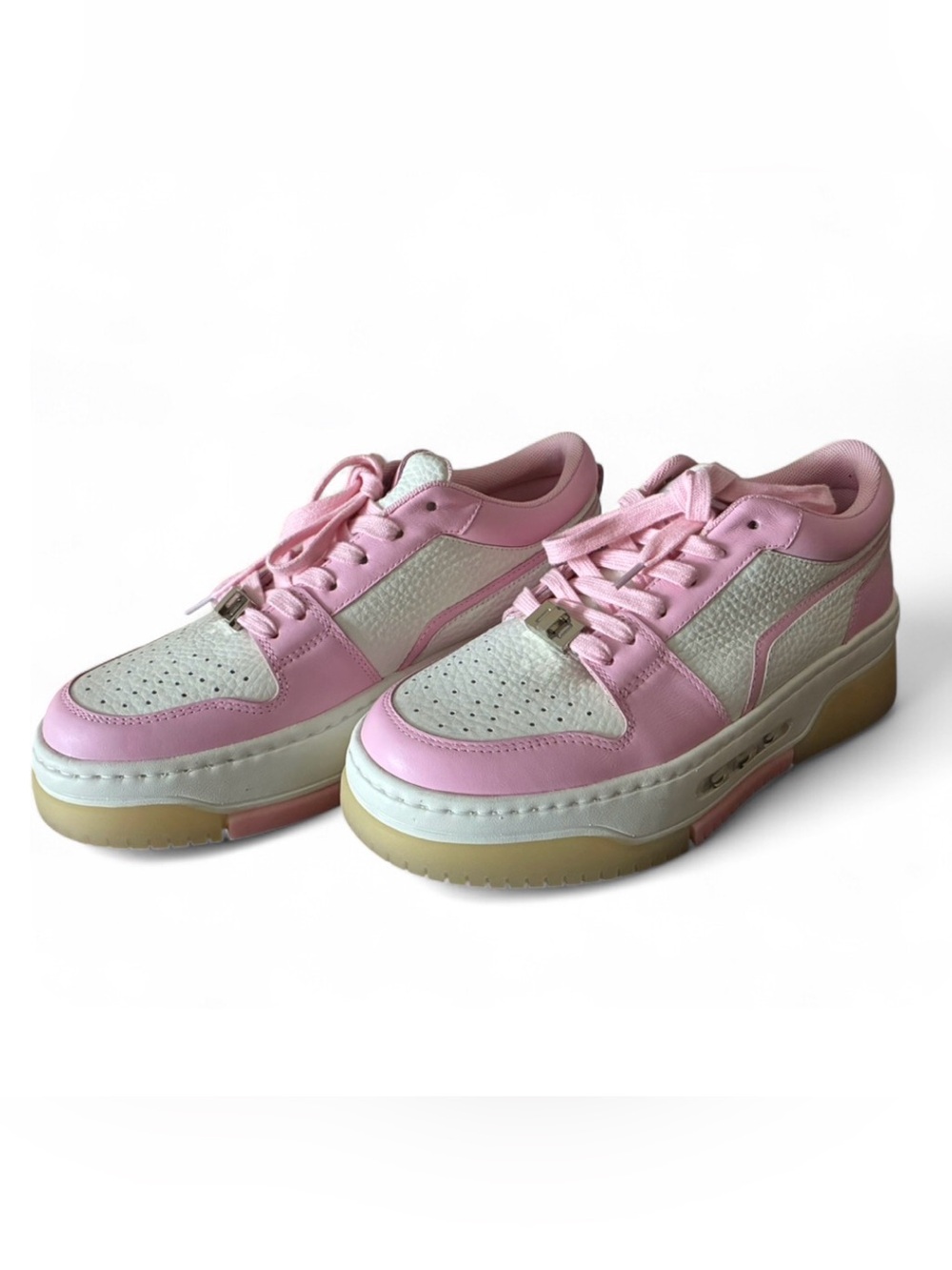 GCDESIGN Pink and White Leather Low-Top Sneakers NWOT